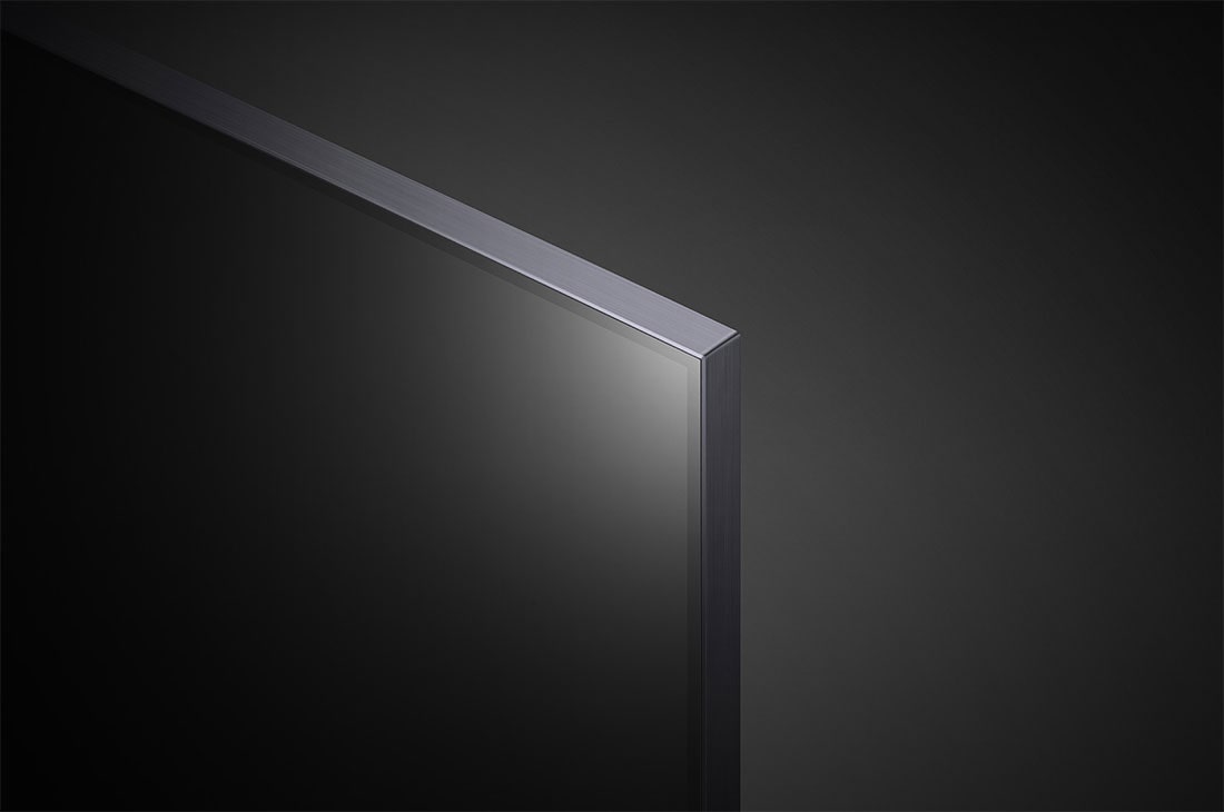 LG تلفزيون LG QNED بحجم 86 بوصة من سلسلة QNED91، بتصميم شاشة سينمائية، بدقة ووضوح 4K بتقنية Cinema HDR، يعمل بنظام التشغيل webOS22 مع تقنية الذكاء الاصطناعي ThinQ وتقنية Mini LED, مظهر عن قرب للوحة, 86QNED916QA, thumbnail 6