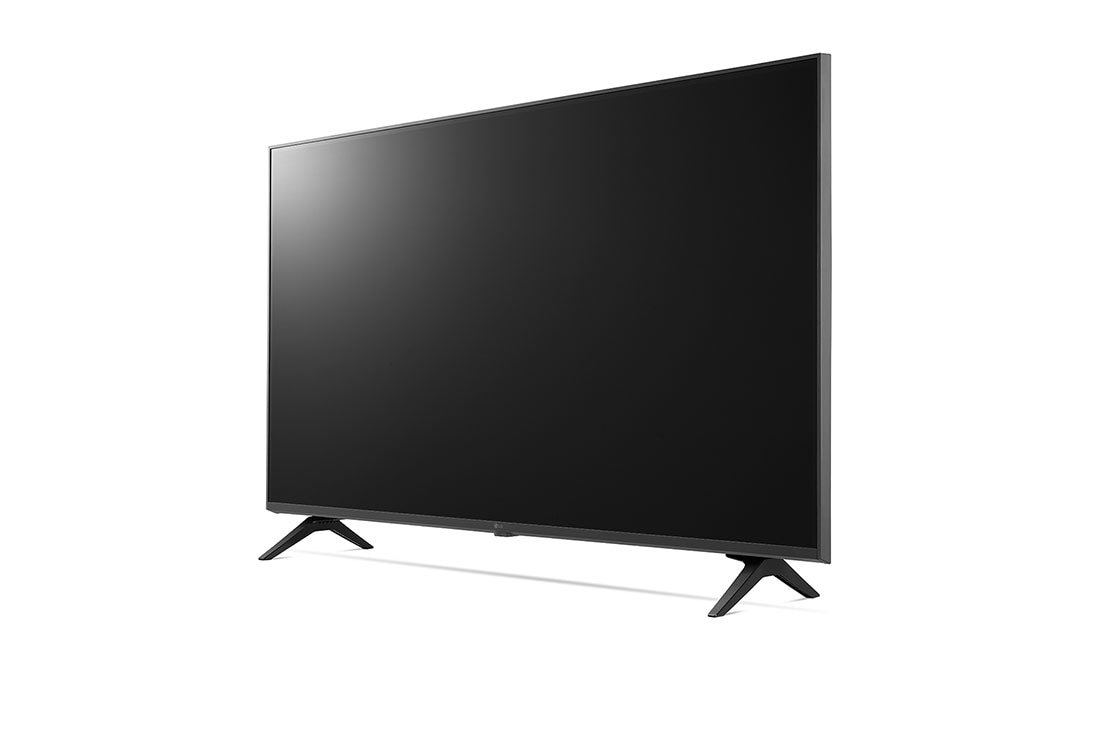 LG تلفزيون LG UHD مقاس 43 بوصة، سلسلة UQ80، بتصميم الشاشة السينمائية، 4K Active HDR مع webOS22 وتكنولوجيا ThinQ AI, منظر جانبي بزاوية 30 درجة مع صورة بملء الشاشة, 43UQ80006LD, thumbnail 3