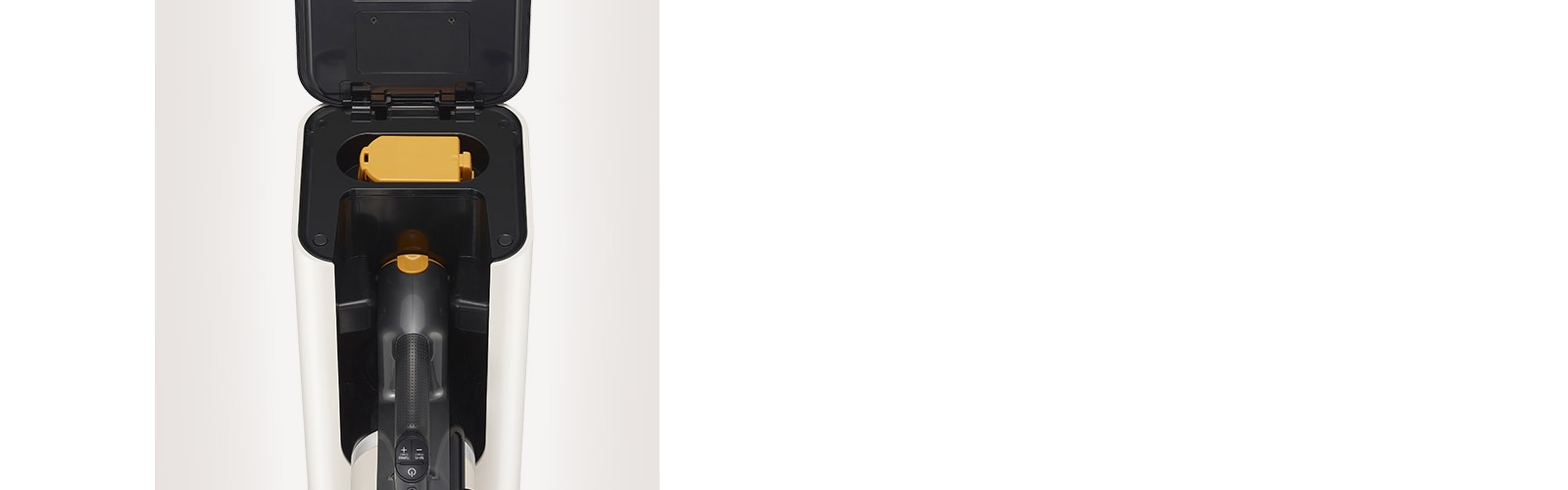 صورة توضح حزمة البطارية داخل المكنسة الكهربائية.