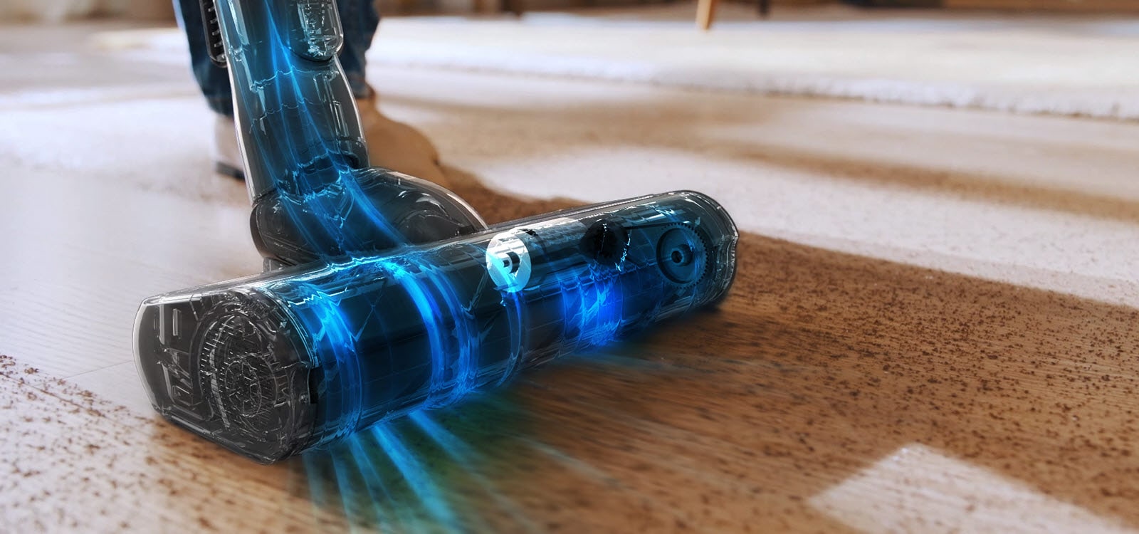 تُظهر الرسوم المتحركة المحرك العاكس الذكي والشفط المحوري السريع.