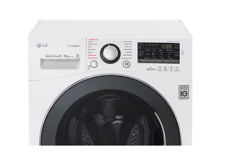 LG  10 كيلو، غسيل وتنشيف بدون توقف، غسالة ملابس بمحرك مباشر بست سرعات، لوحة تعمل باللمس فريدة، باب كروم جذاب , F14U2TDHP2N, thumbnail 10