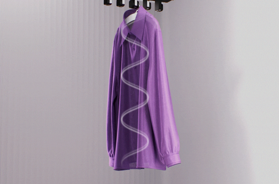 فيديو يعرض تحرُّك القمصان، مع حركات تموُّجية