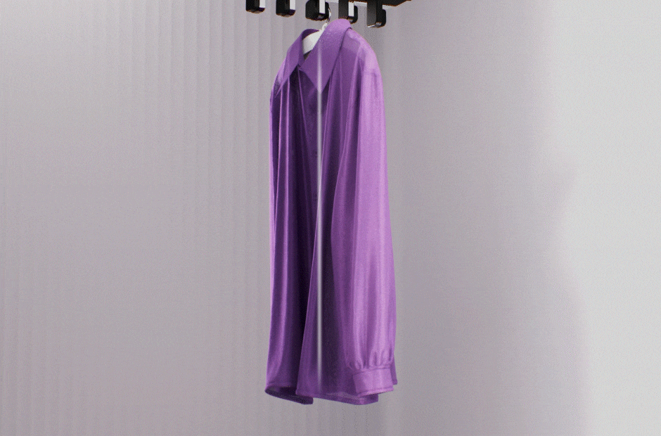 فيديو يعرض تحرُّك القمصان، مع إبراز حركات الترتيب