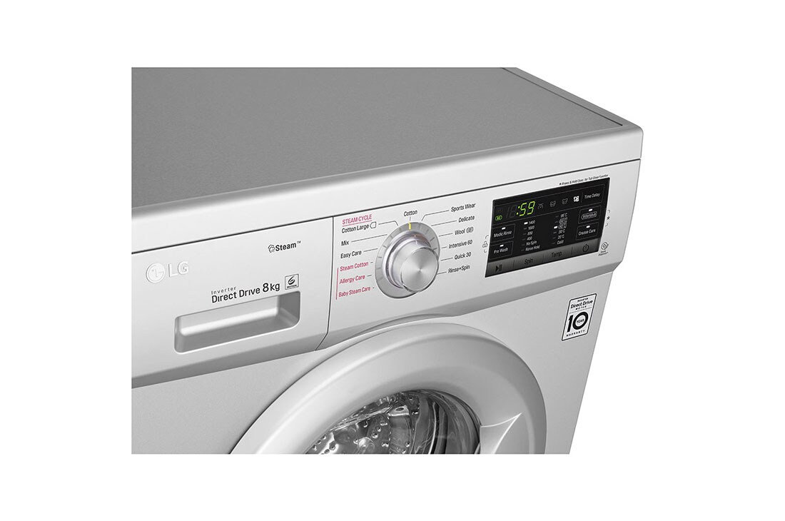 LG غسالة تحميل أمامي 8كجم، محرك الدفع المباشر 6 حركات، تقنية العمل بالبخار, FH4G7TDY5, thumbnail 3