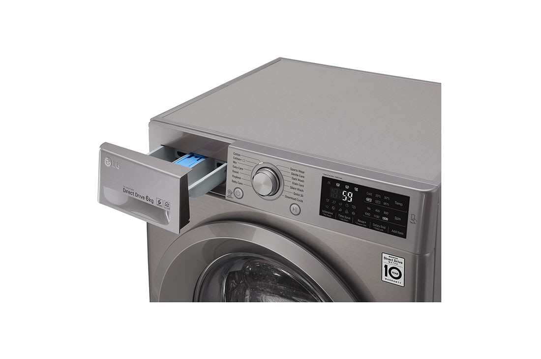 LG غسالة تحميل أمامي 6 كجم، محرك الدفع المباشر 6 حركات، إمكانية إضافة قطع الغسيل، تقنية، ThinQ, F2J5NNP7S, F2J5NNP7S, thumbnail 5