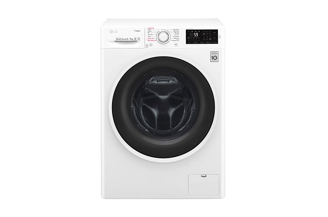 LG غسالة ومجففة، 5/8 كجم، محرك الدفع المباشر 6 حركات، تقنية البخار، إمكانية إضافة قطع الغسيل، تقنية ThinQ, F4J6TGP2W