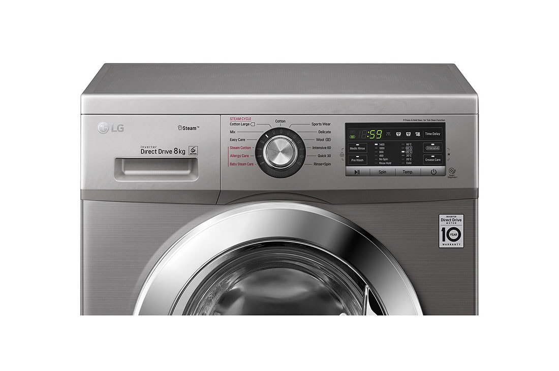 LG  غسالة تحميل أمامي 8كجم، محرك الدفع المباشر 6 حركات, تقنية العمل بالبخار, FH4G6TDY6, thumbnail 5