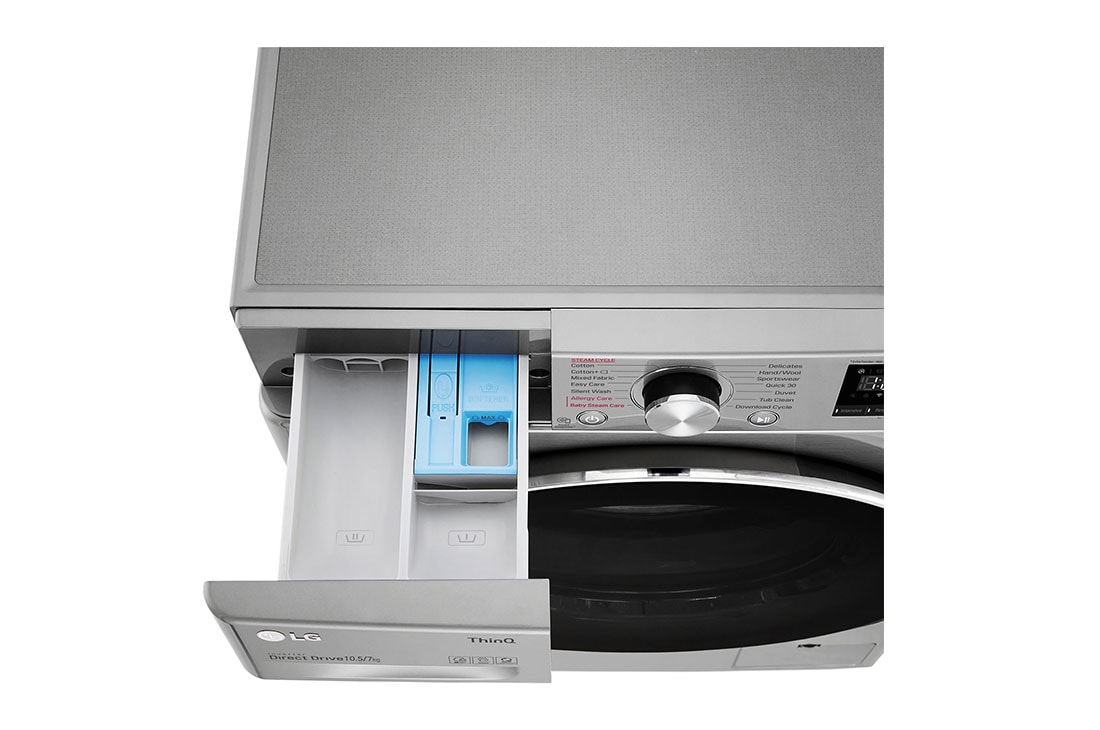 LG غسالة ومجففة 10.5/7 كجم، تقنية AI DD وتقنية البخار, F4V5RGP2T, thumbnail 7