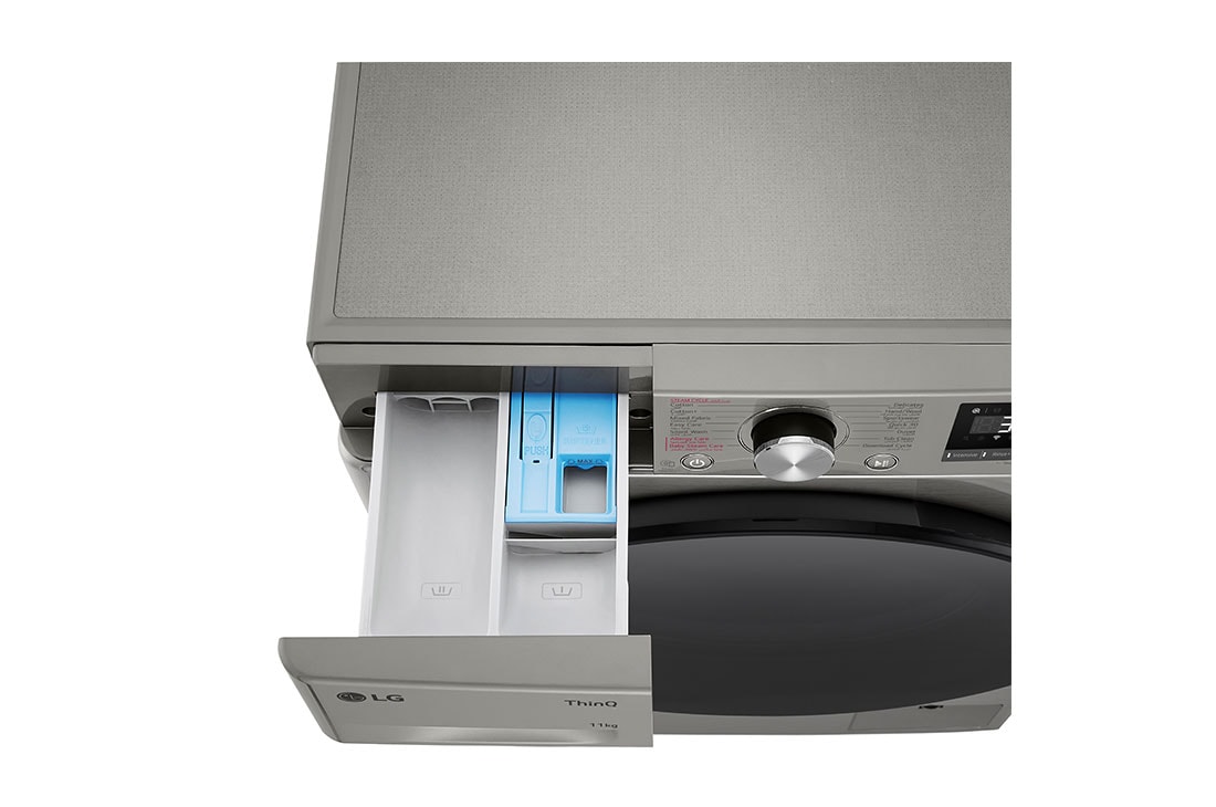 LG غسالة إل جي حجم 11 كجم لون فضي مع تقنية Steam, Top_Drawer_Open_Detail, F4V5EYLYP, thumbnail 7