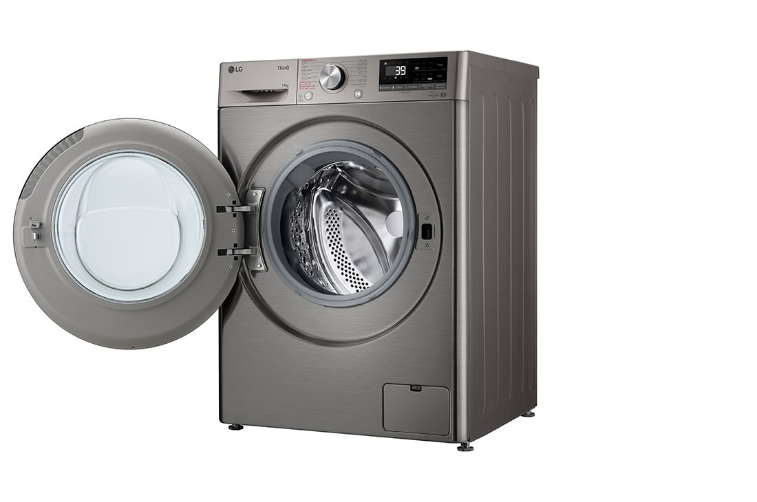 LG غسالة إل جي حجم 11 كجم لون فضي مع تقنية Steam, Right_Open, F4V5EYLYP, thumbnail 11