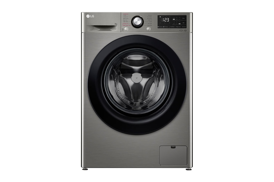 LG غسالة فيفاتشي من إل جي حجم 9 كيلو لون بلاتنيم, Front View, F4R3VYG6P