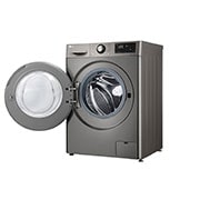 LG غسالة فيفاتشي من إل جي حجم 9 كيلو لون بلاتنيم, Left view with open door, F4R3VYG6P, thumbnail 11