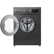 LG غسالة تحميل أمامي، 9كجم، محرك الدفع المباشر 6 حركات, Front view with door open, F4J3VYG6J, thumbnail 2