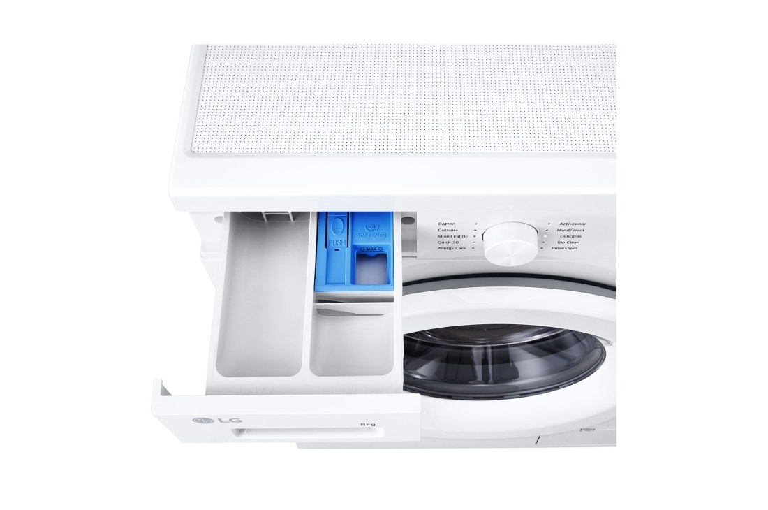 LG غسالة أمامية التعبئة سعة 8 كجم مع محرك Inverter Direct Drive بـ 6 حركات, detergent tray top view, F2Y1TYP3W, thumbnail 4