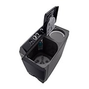 LG غسالة تحميل علوي سعة 10 كجم AI DD™ ذات حوض مزدوج، بمضخة نفاثة دوارة، و3 برامج للغسيل، وتجفيف بنفث الهواء, top perspective door open, P1461RWNL, thumbnail 7