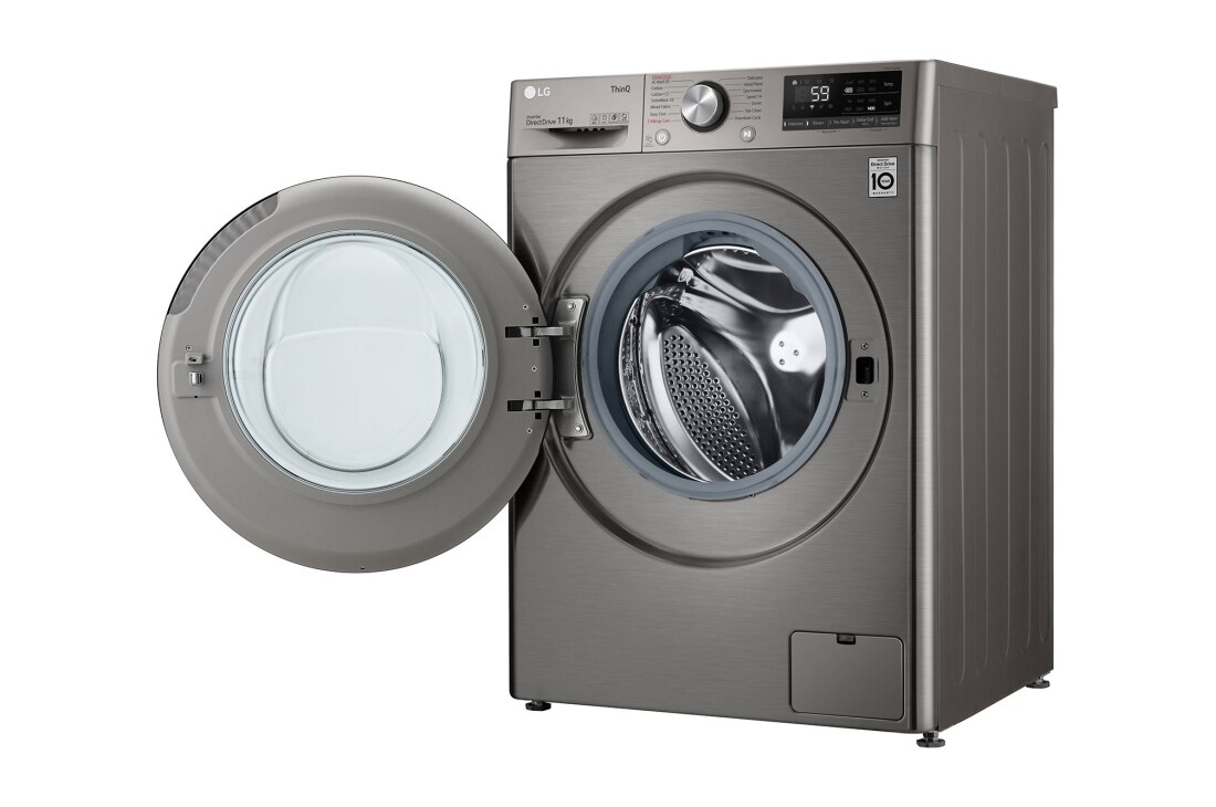LG جديد غسالة سعة 11 كجم تحميل أمامي بمحرك الدفع المباشر، 6 حركات لغسيل قوي، تنظيف الحوض، وتشخيص ذكي, right side open , F4Y5EYGYPV, thumbnail 11