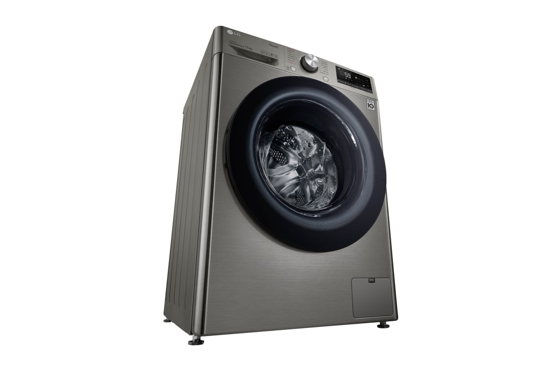 LG جديد غسالة سعة 11 كجم تحميل أمامي بمحرك الدفع المباشر، 6 حركات لغسيل قوي، تنظيف الحوض، وتشخيص ذكي, left perspective , F4Y5EYGYPV, thumbnail 13