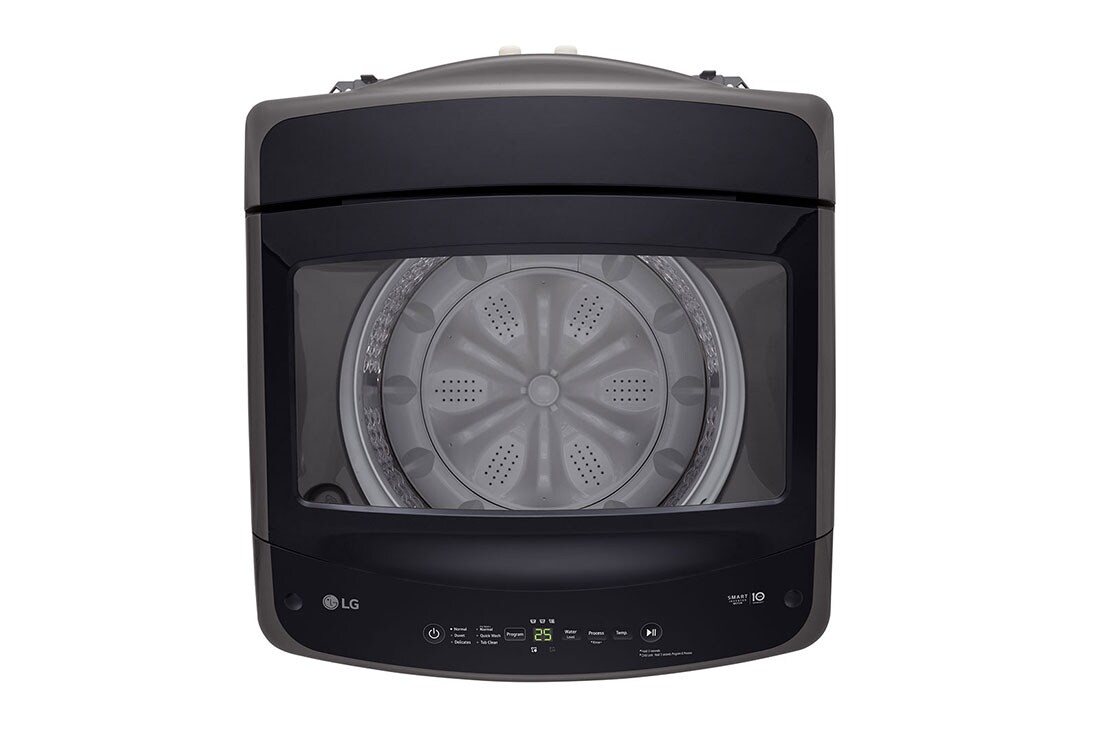 LG غسالة تحميل علوي سعة 18 كجم لون أسود متوسط مع عاكس ذكي وحوض Turbo Drum, Door closed top view, T18V1NDHT2, thumbnail 7