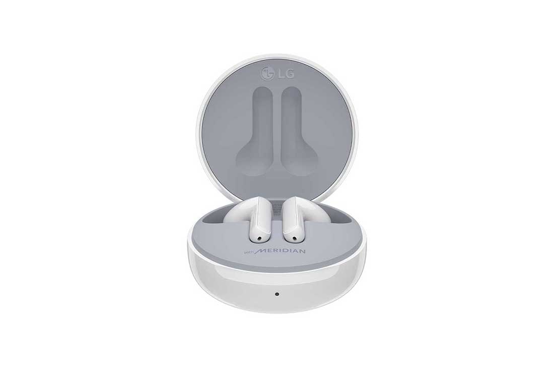 LG سماعات الأذن TONE Free FN4 اللاسلكية ذات الصوت الحقيقي التي تعمل بتقنية البلوتوث من إل جي، سماعات أذن لاسلكية تتميز بتقنية صوت ميريديان مع مكبرات صوت مزدوجة في كل سماعة أذن للعمل/للمكتب المنزلي، تصنيف IPX4 فيما يتعلق بالمقاومة للماء، بيضاء اللون, LG سماعات الأذن الاستريو اللاسلكية LG TONE Free HBS-FN4 Bluetooth®‎ المزودة تقنية Meridian Audio, HBS-FN4, HBS-FN4, HBS-FN4, thumbnail 7