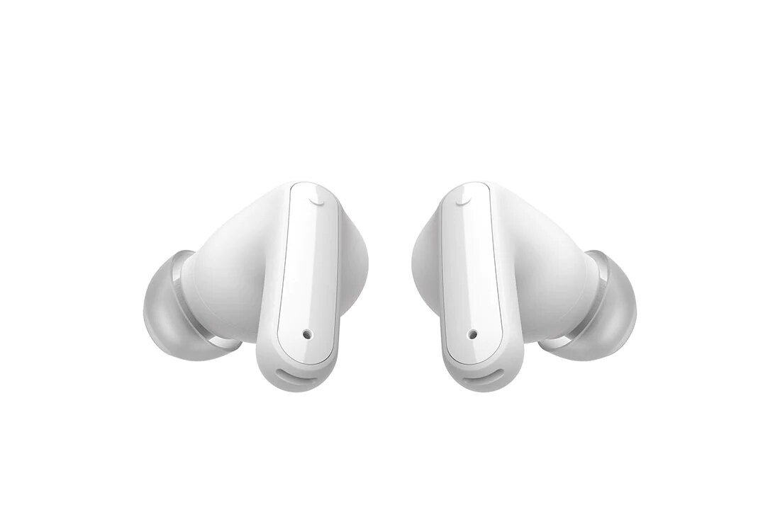 LG TONE Free FP5 - سماعات أذن لاسلكية عبر البلوتوث، ومحسّنة لإلغاء الضوضاء, منظر خلفي بزاوية منخفضة 45 درجة لسماعتي الأذن., TONE-FP5W, thumbnail 8