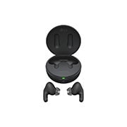 LG سماعات أذن لاسلكية محسّنة لإلغاء الضوضاء, 'منظر علوي للحامل وهو مفتوح وتظهر سماعات الأذن أمامه من زاوية جانبية., TONE-FP8, thumbnail 15