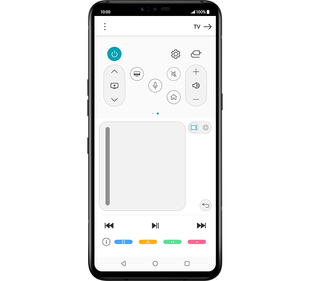 واجهة تطبيق LG ThinQ التي تعرض لوحة التحكم في التلفزيون.