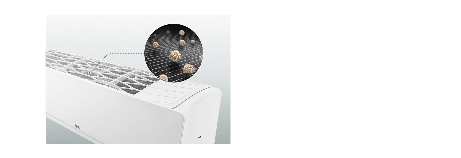Close-up of an AC Pre-Filter trapping large dust particles on a mesh to deliver cleaner air and fresher cooling.	