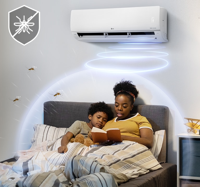 Mother and child protected from mosquitoes by Mosquito Away ultrasonic wave.