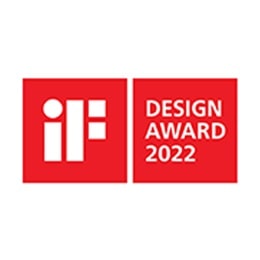 reddot Design Award logo and iF Design Award logo and Trusted Reviews logo.