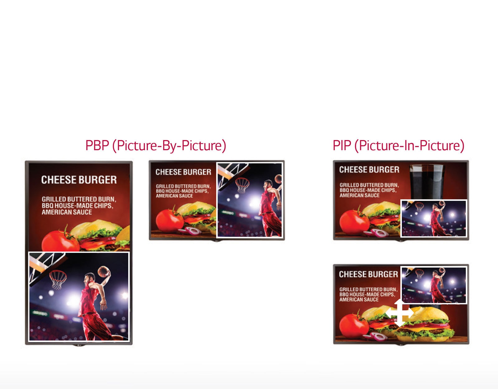 PBP(Picture-By-Picture) / PIP(Picture-In-Picture)<br>1