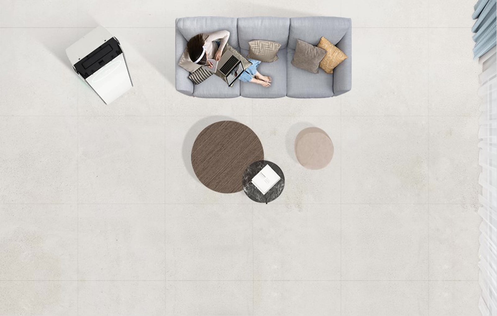 The top view of relaxing and feeling the breeze blowing one-sided wind