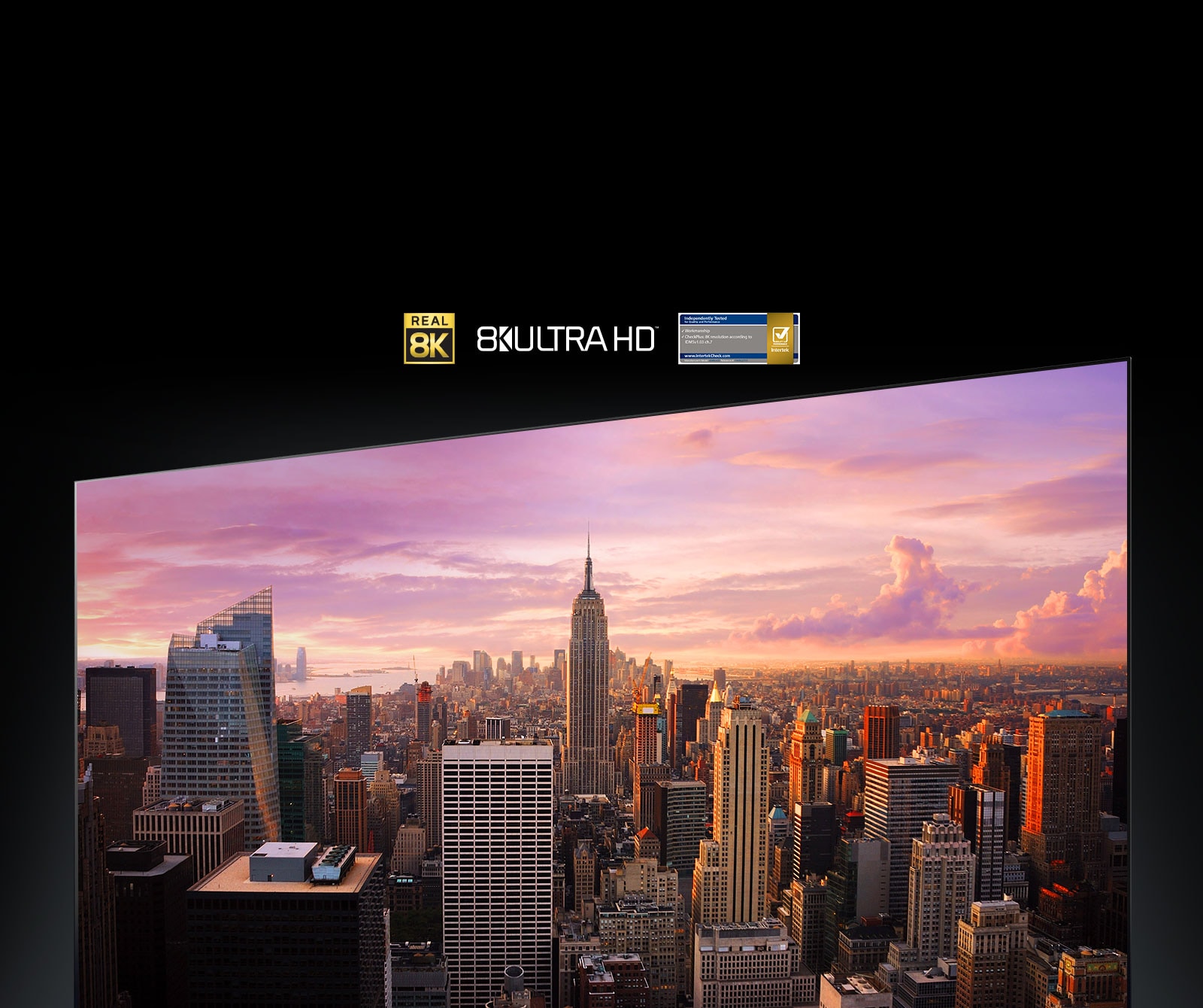 A panoramic view of New York City on the TV screen