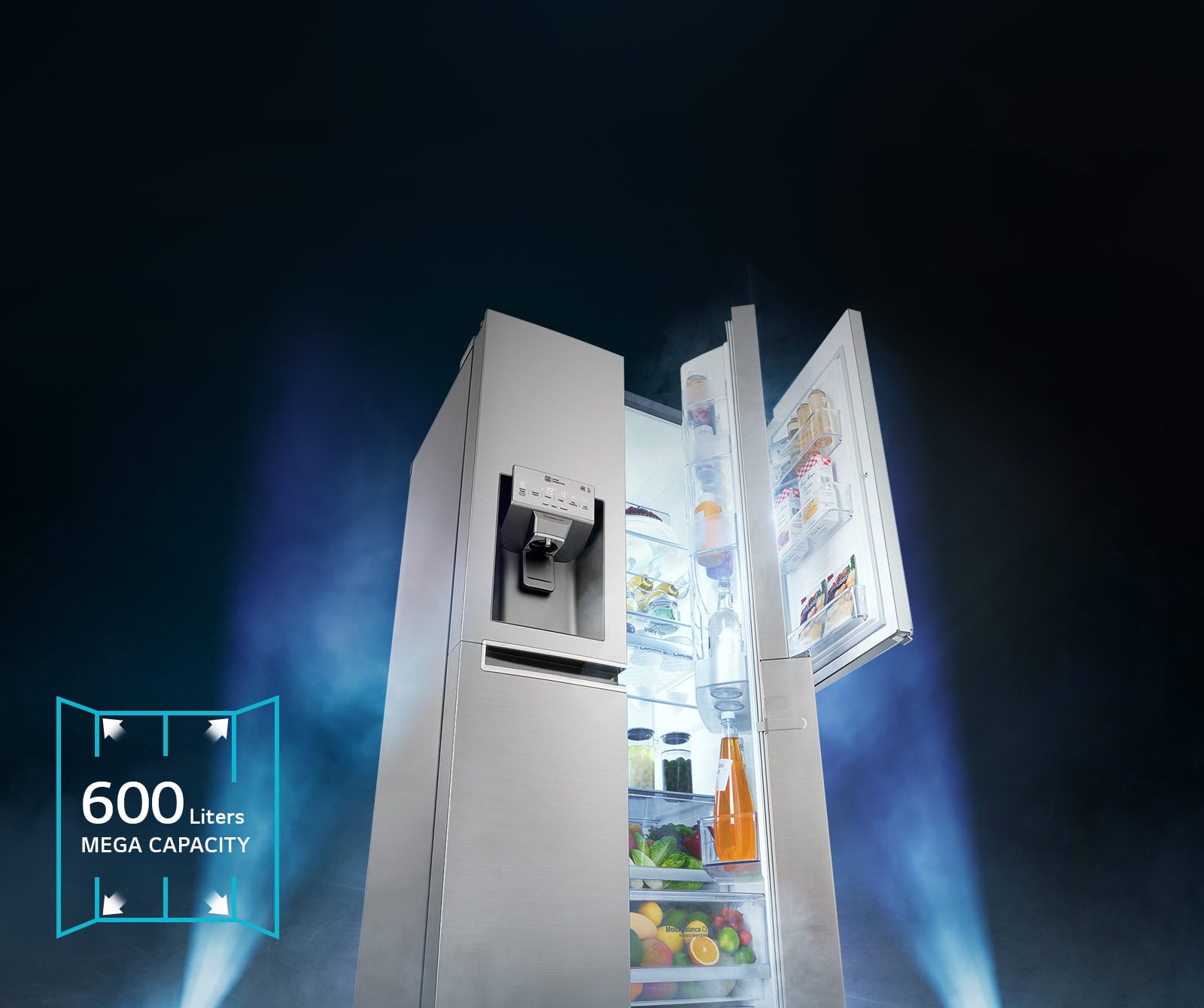 EASIER ACCESS to 600 liters of MEGA CAPACITY<br>1