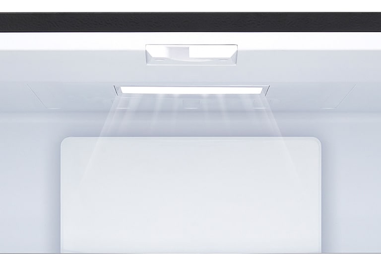 Close up view of LED lamp that is inside of lg multi door refrigerator.