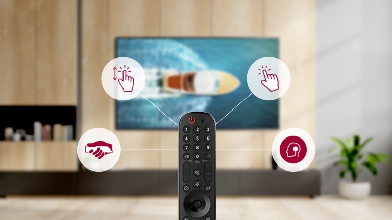 Core functions of magic remote control shown in pictogram