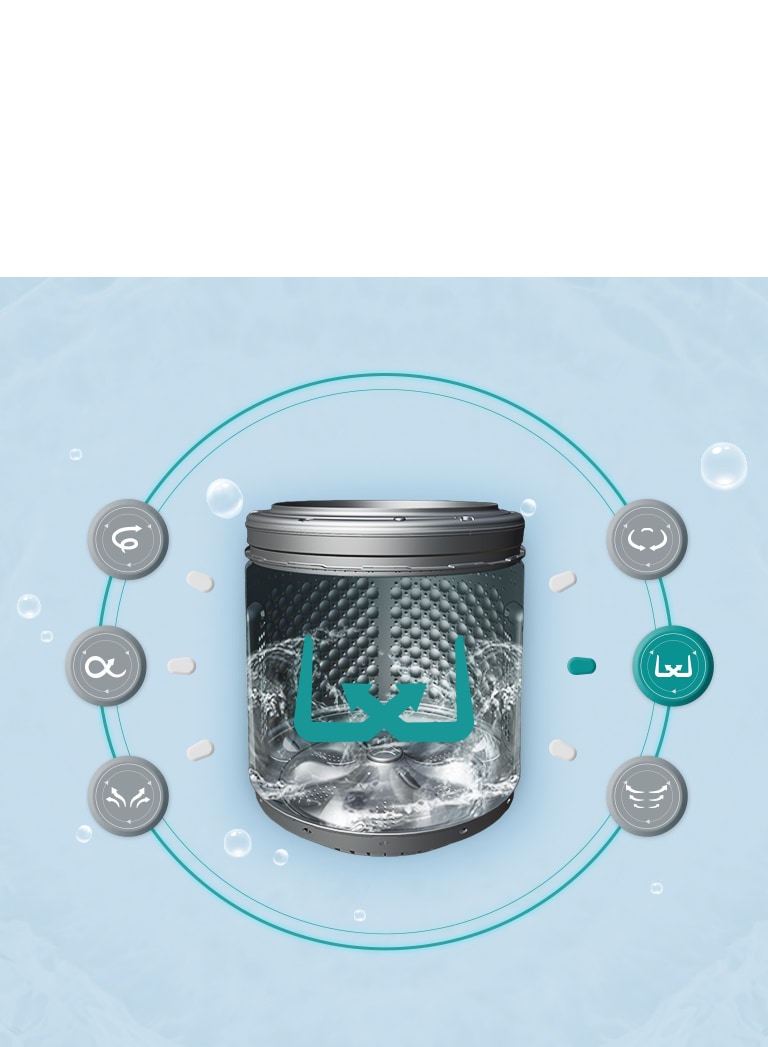 Power motion : Enhances washing performance with the stronger and faster movement of the Pulsator 