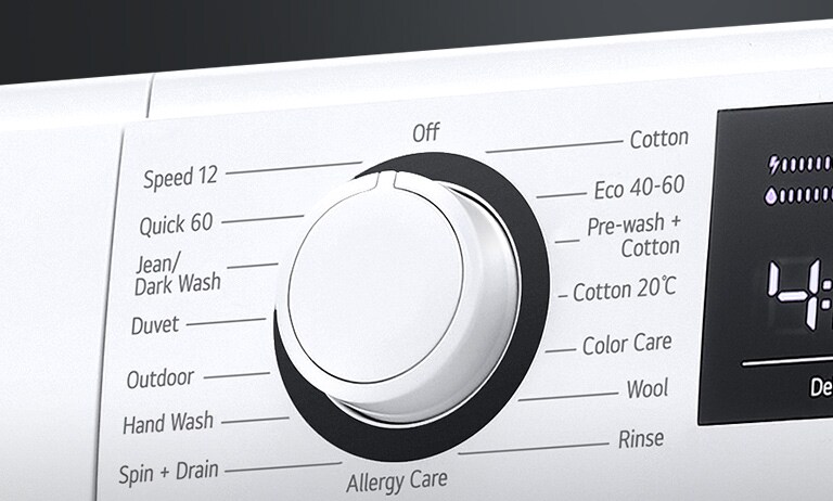 This is a zoomed-in washing machine panel.