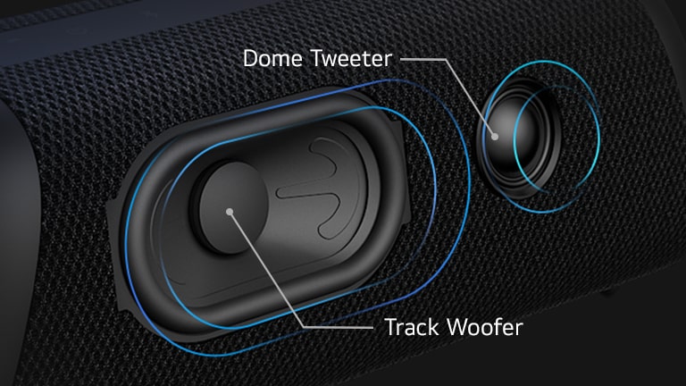 LG XBOOM Go Portable Bluetooth Speaker 30W with Stage Lighting, IP67 Waterproof, Track Type Woofer & Tweeter, Sound Boost, 24Hrs Battery Backup XG7QBK
