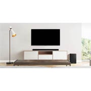 LG SP9A 5.1.2 Channel 520W Sound Bar with Dolby Atmos® & Hi-res Audio, A  TV, soundbar, and subwoofer placed in a plain living room, SP9A, thumbnail 3