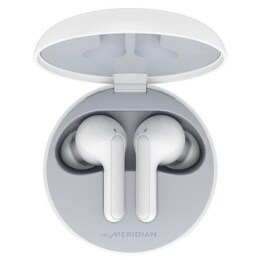 A top view of a cradle opened up and two earbuds inside it2