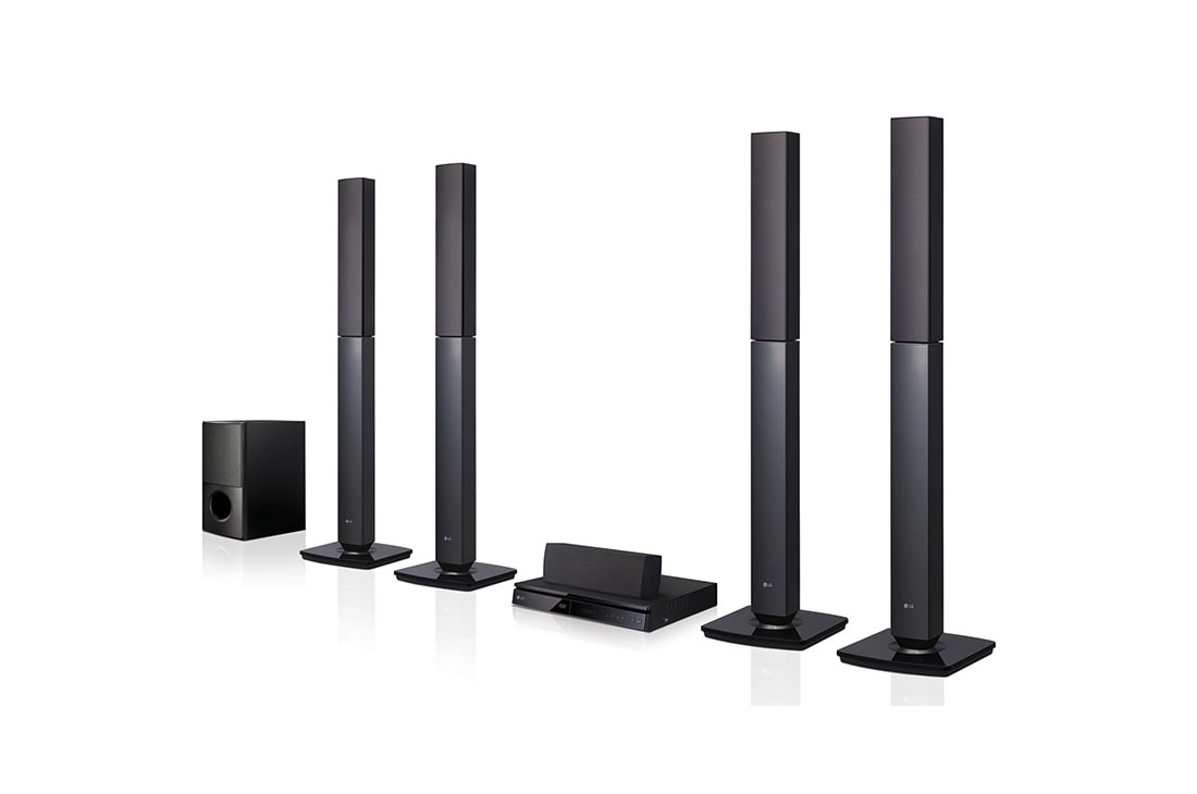 LG 1000W 5.1CH HOME THEATRE SYSTEM , JERSEY SPEAKER, 4 TALLBOY, FRONT FIRING SUBWOOFER, LHD655BT