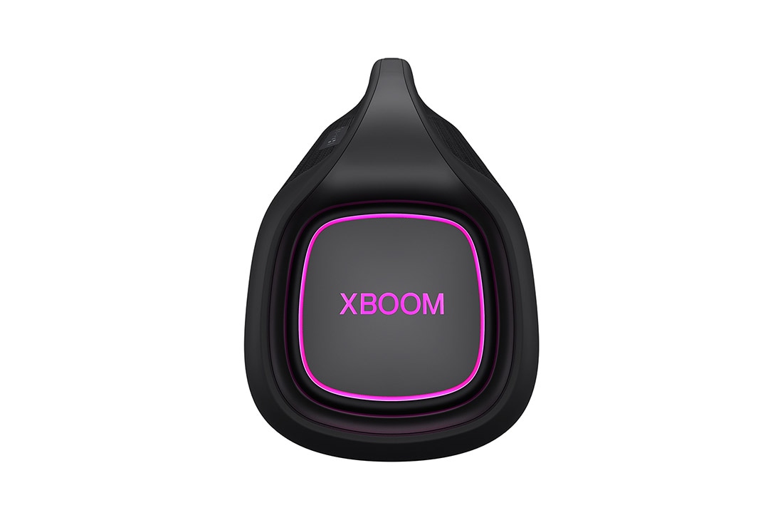 LG XBOOM Go XG9QBK Portable Bluetooth Speaker with Stage Lighting and up to 24HR Battery, Front view of side speaker with purple lighting, XG9QBK, thumbnail 9