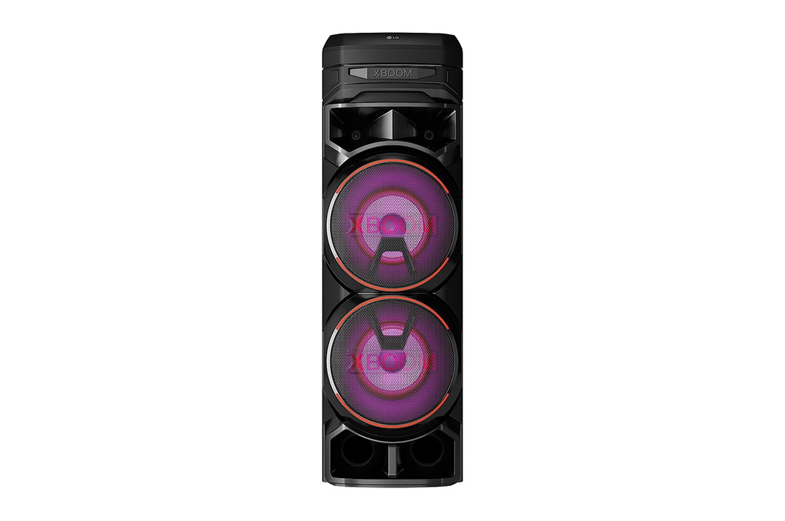 LG XBOOM RNC9 PARTY SPEAKER - MULTI BLUETOOTH, POWERFUL BASS, MIC AND GUITAR INPUT, front view, RNC9