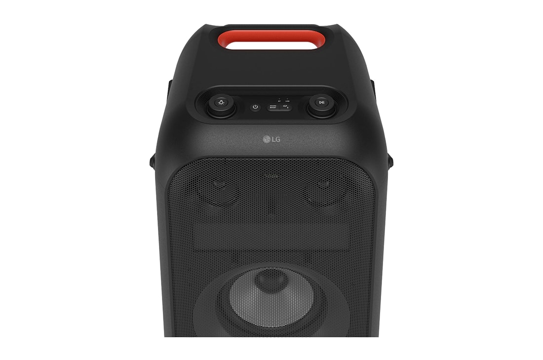 LG XBOOM PARTY SPEAKER XL9T PARTY SPEAKER - TELESCOPIC HANDLE & WHEELS, BLUETOOTH, IPX4, SOUND BOOST, Close up of 45-degree angle., XL9T, thumbnail 8