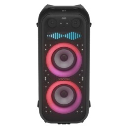 Front view with all lighting on. On the Pixel Art Display panel, it shows the sound eq.2