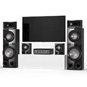 LG ﻿LG MR11 2300W, 4.2Ch AV Receiver System, 45 degree diagonal view of MR11 with LG TV, MR11, thumbnail 7