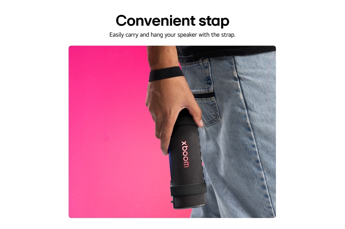LG xboom Grab | Bluetooth Speaker | xboom Signature Sound by will.i.am for Ultimate Portability, USP card: Convenient strap, xboom-grab-portable-speaker, thumbnail 4