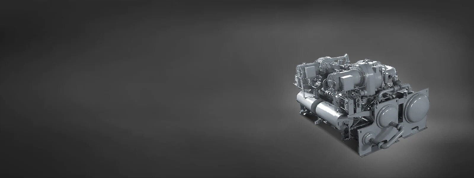 A large LG Centrifugal Heat Pump, rendered in a grey tone and composed of circular and rectangular shapes, is displayed on the right.