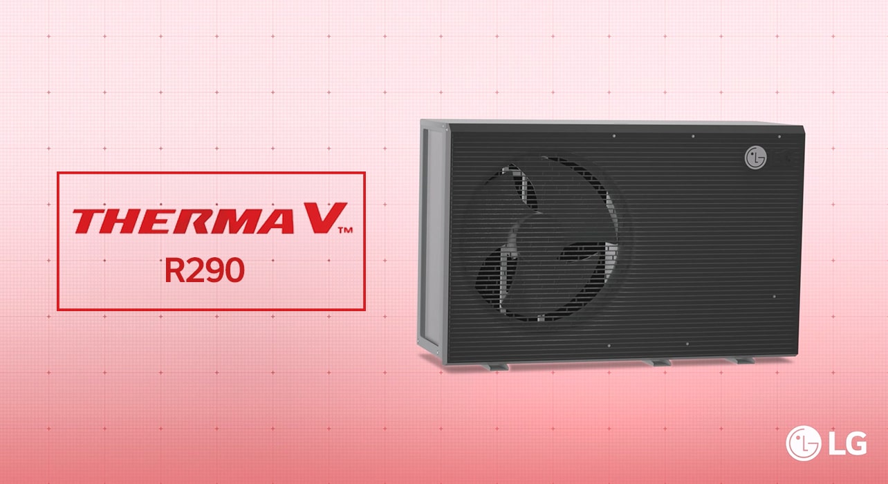 A close-up view of the Therma V R290 heat pump, emphasizing its innovative design and functionality for optimal climate control.