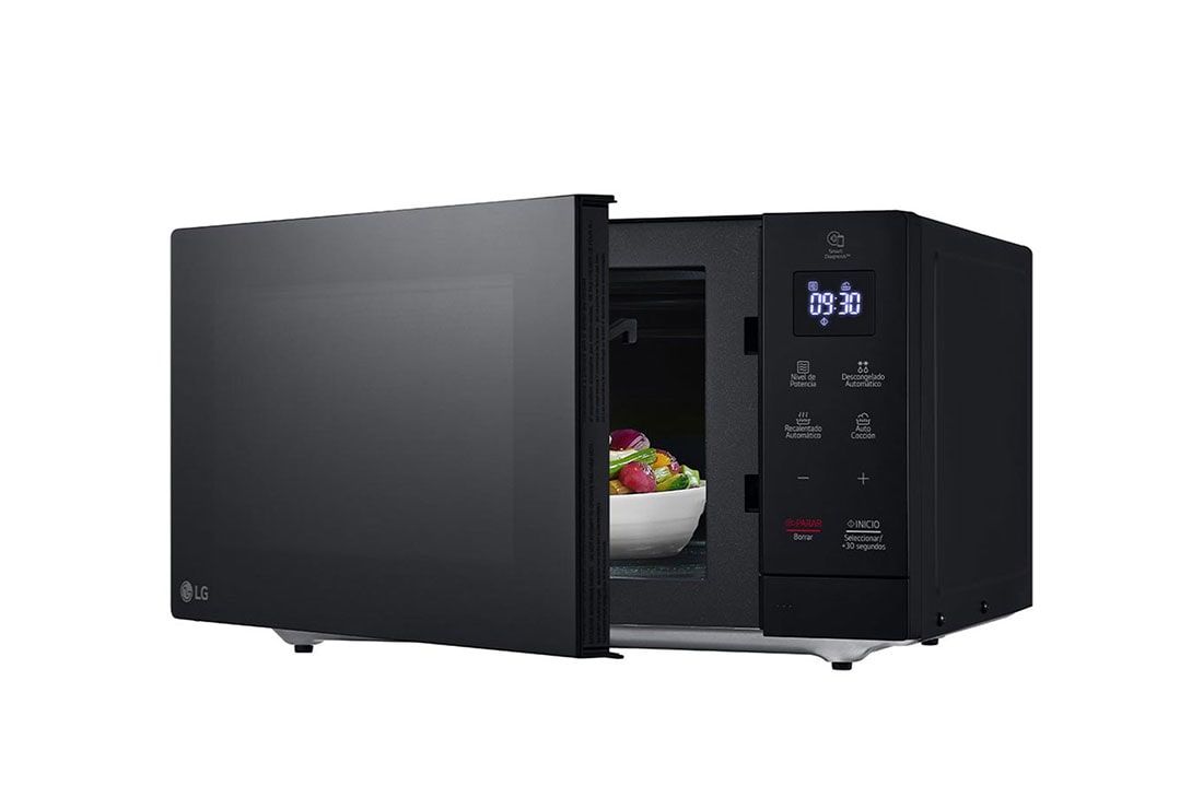 LG 30L NeoChef™ (MS3032JAS, Black), Right side open with food, MS3032JAS, thumbnail 6